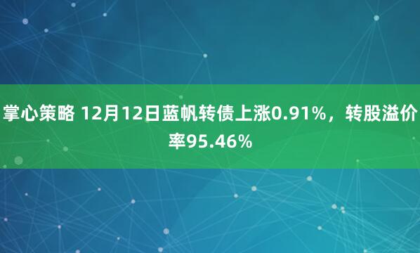 掌心策略 12月12日蓝帆转债上涨0.91%，转股溢价率95.46%