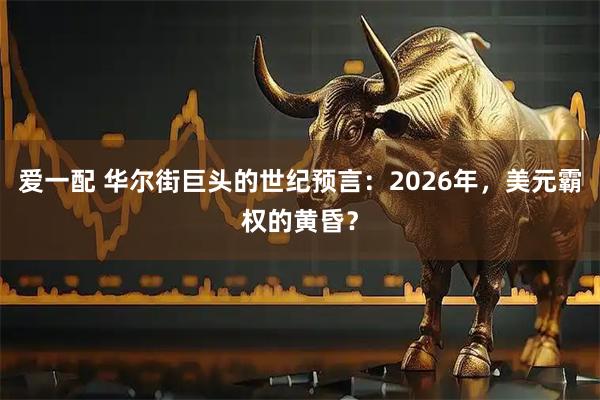 爱一配 华尔街巨头的世纪预言：2026年，美元霸权的黄昏？